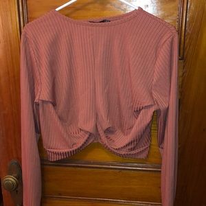 Plus size front twist crop top